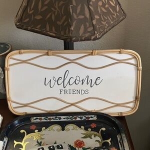 Welcome Friends Sign Wall Decor with Bamboo Trim